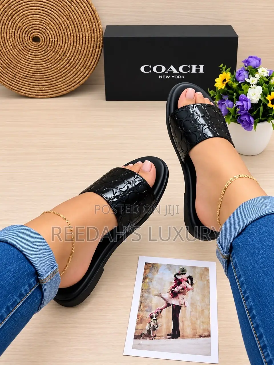 Coach New York Signature Embossed Slides