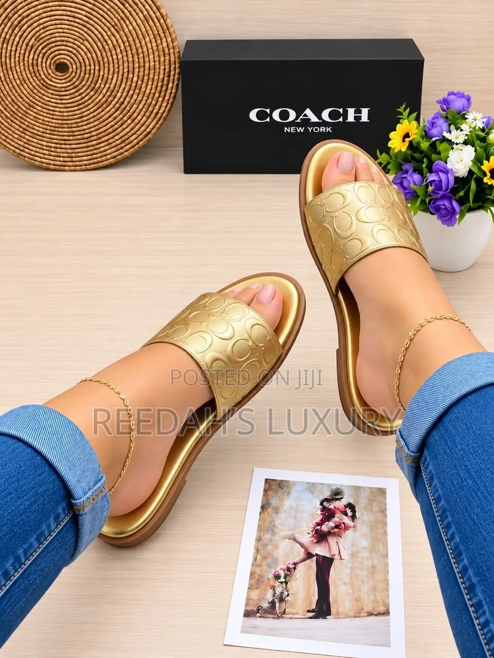Coach New York Signature Embossed Slides