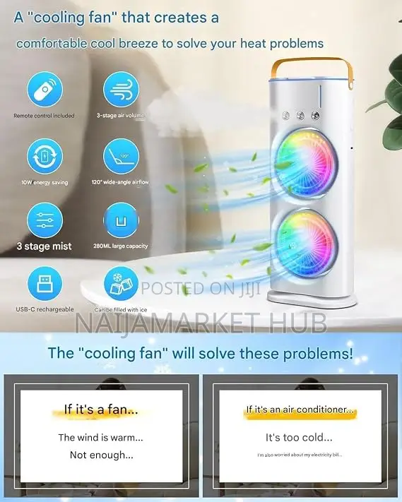 4000mAh Double Ended Cooling , Mist Spray Fan ,Humidifer With Remote