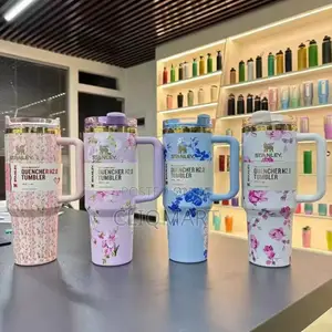 Stanley Flower Tumbler With Straw – Stainless Steel Travel Cup
