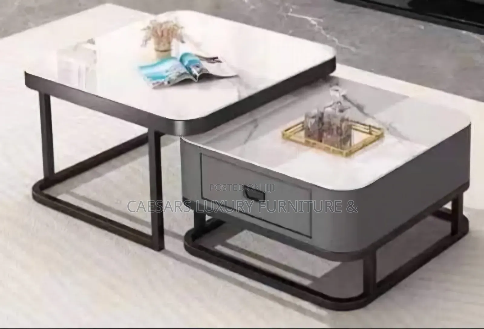 Coffee Glass Center Table, White