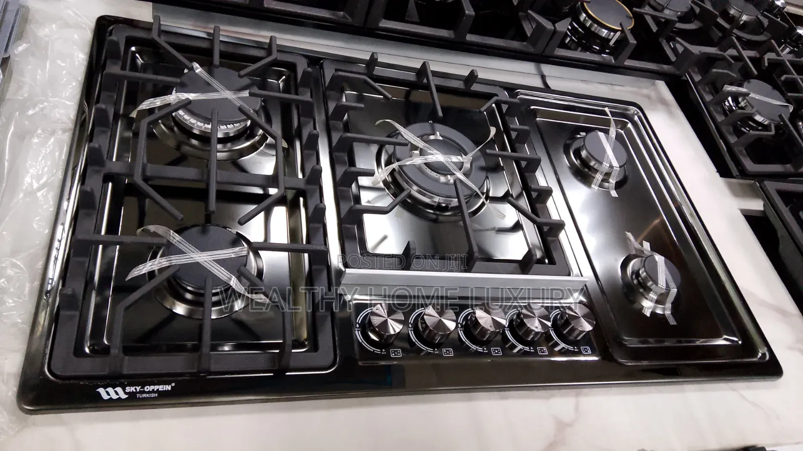 Luxury 5-Burner Built-in Black Stainless Steel Gas Hob