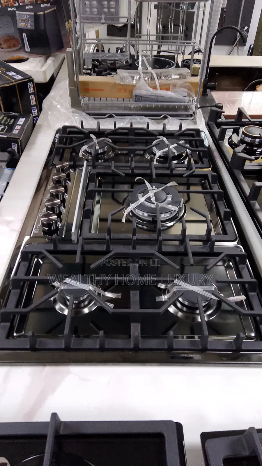 Luxury 5-Burner Built-in Black Stainless Steel Gas Hob
