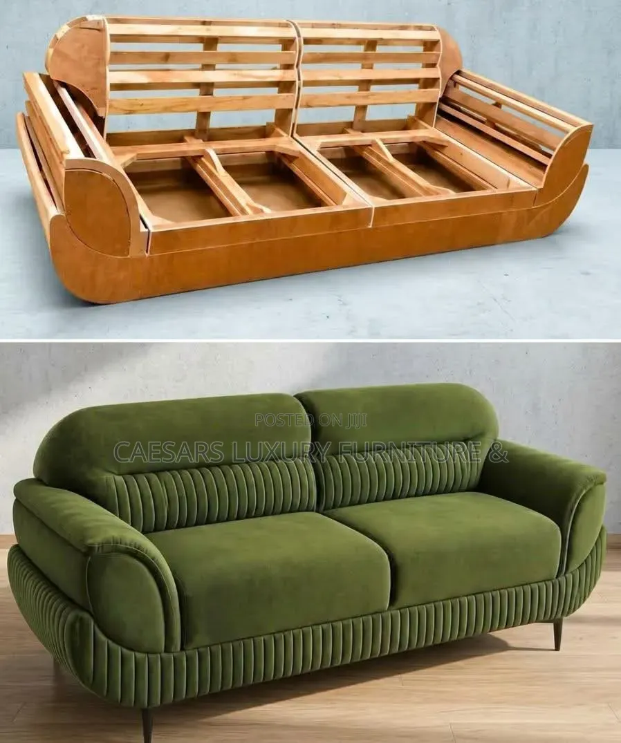 Modern Green Velvet 2-Seater Sofa / Couch