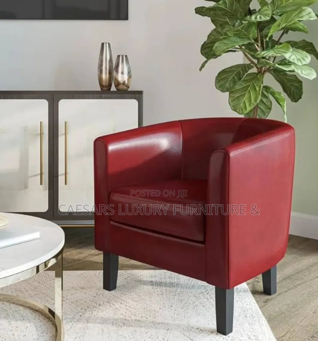 Single Seater Leather Sofa Armchair, Red