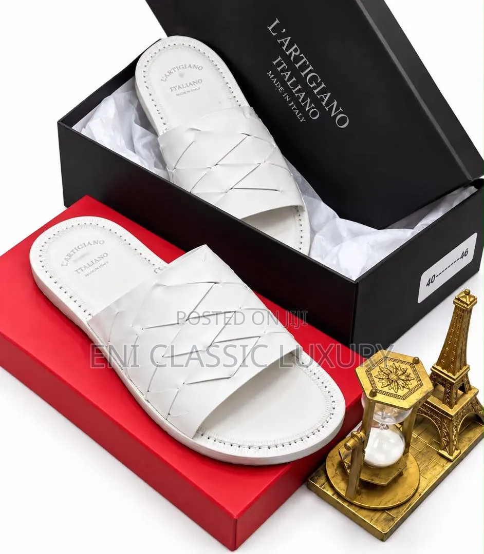 Pure Quality Luxury Men's Italian Leather Slippers Robert Cavalli