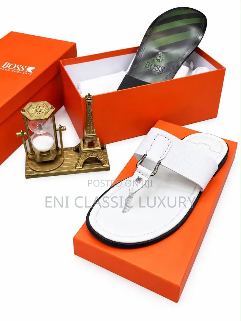 Pure Quality Luxury Men's Italian Leather Slippers Robert Cavalli