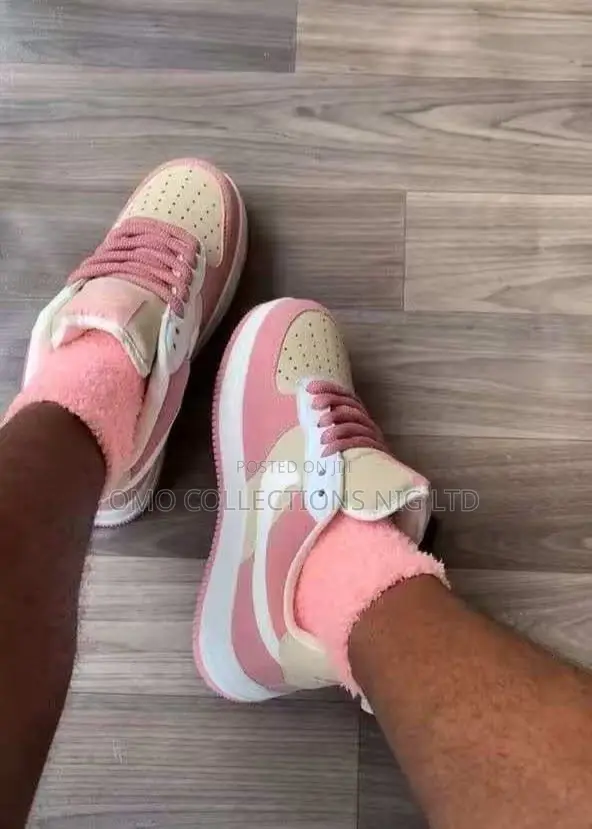 Women’s Pink & Cream Cozy Faux Luxury Lifestyle Sneakers – Fully Boxed