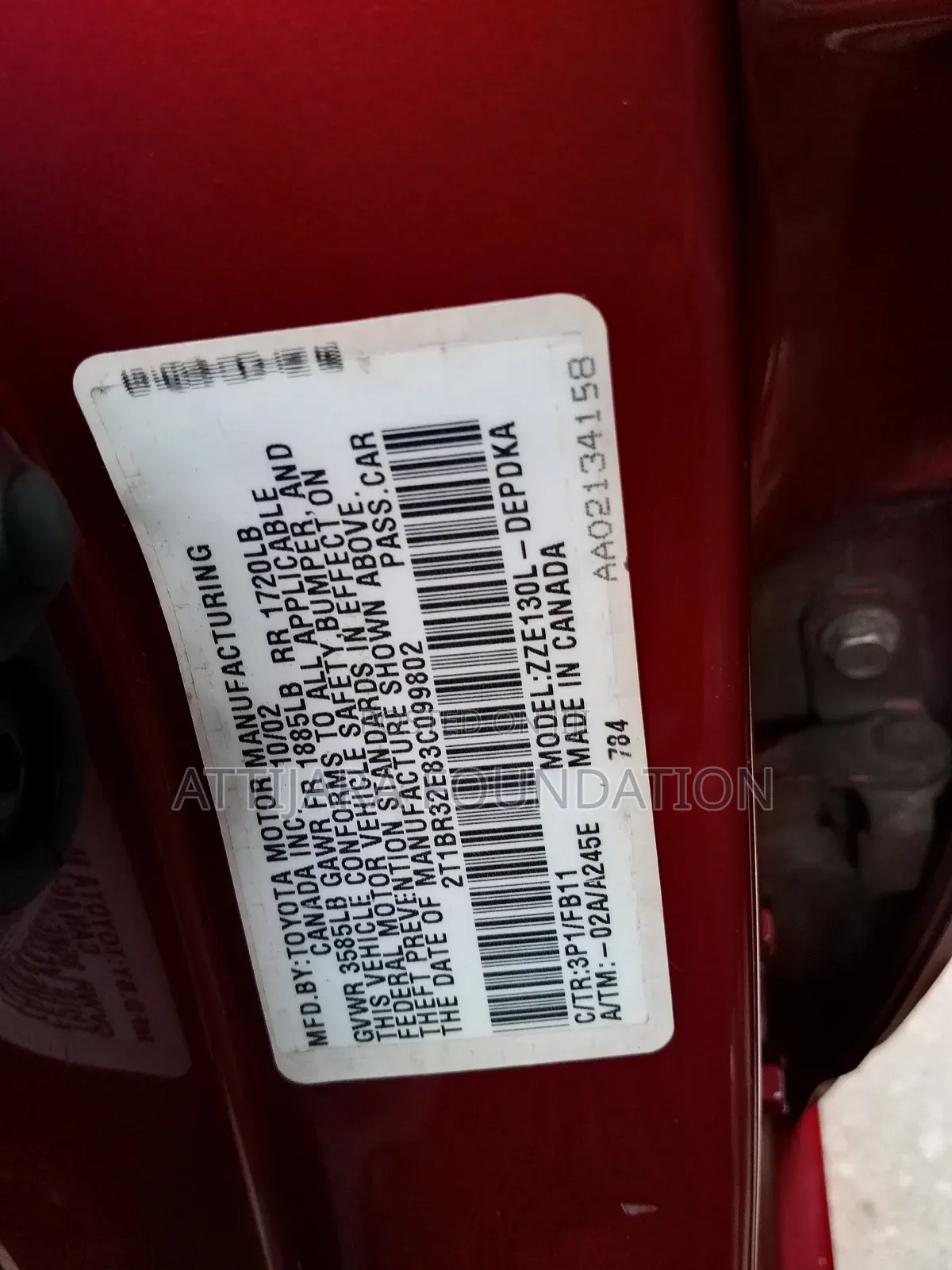 Toyota Corolla 2003 Red