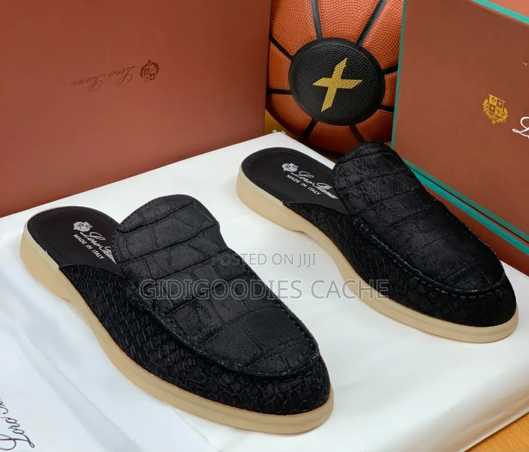 Loro Piana Summer Walk Croc-Embossed Mules 40-46