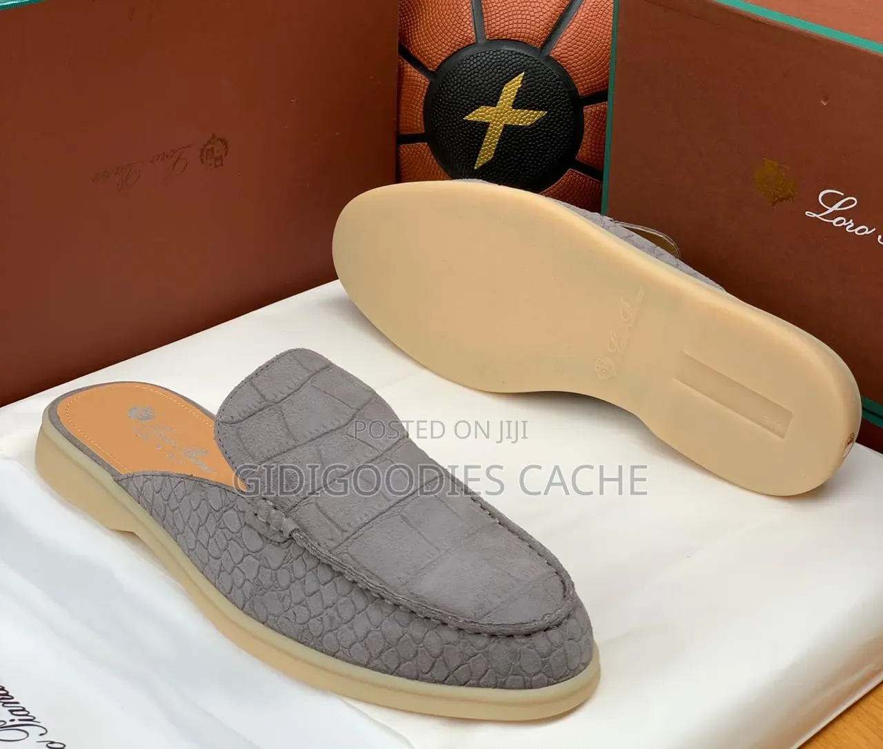 Loro Piana Summer Walk Croc-Embossed Mules 40-46