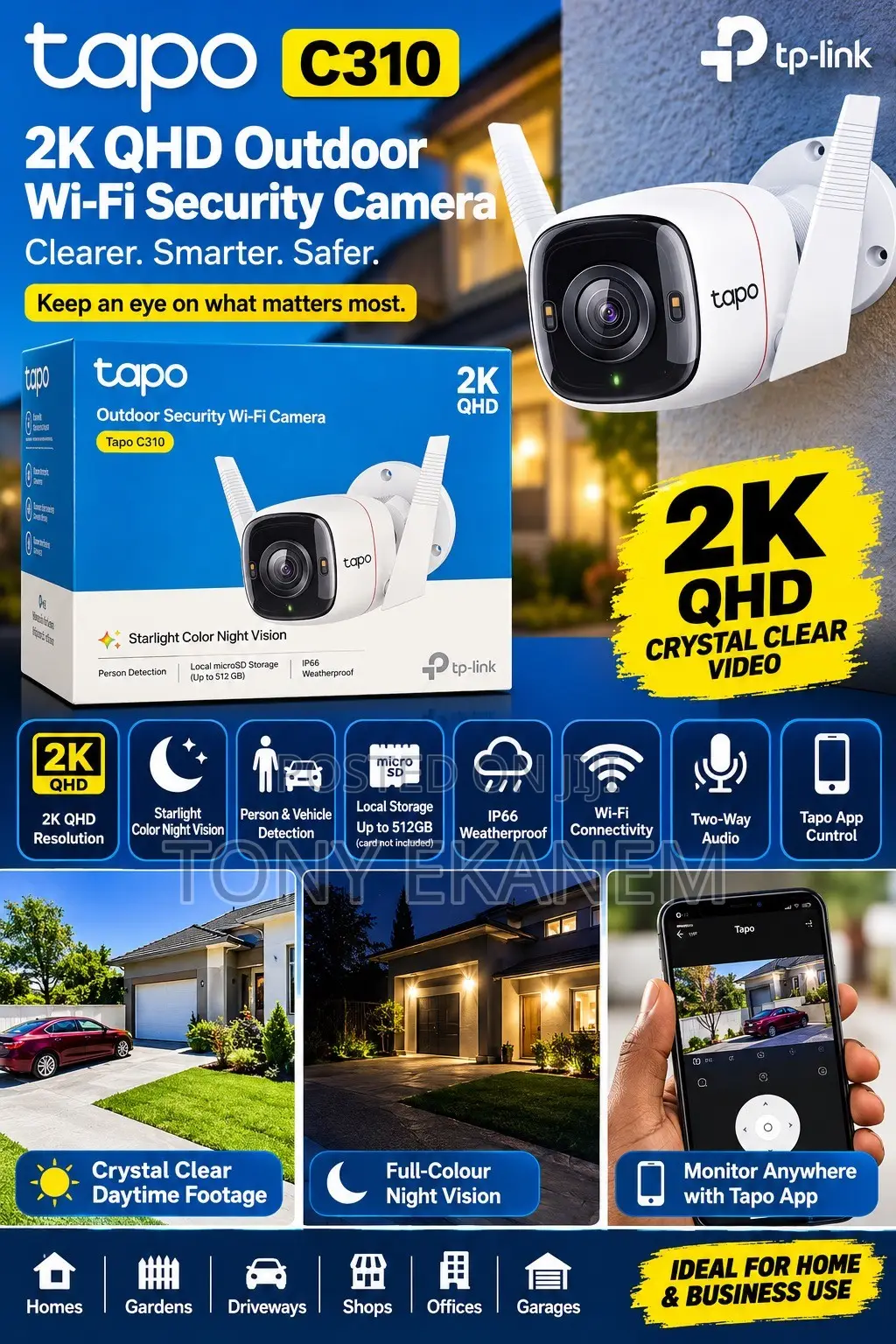 TP-Link Tapo C310 2K QHD Outdoor Wi-Fi Security Camera – Night Vision