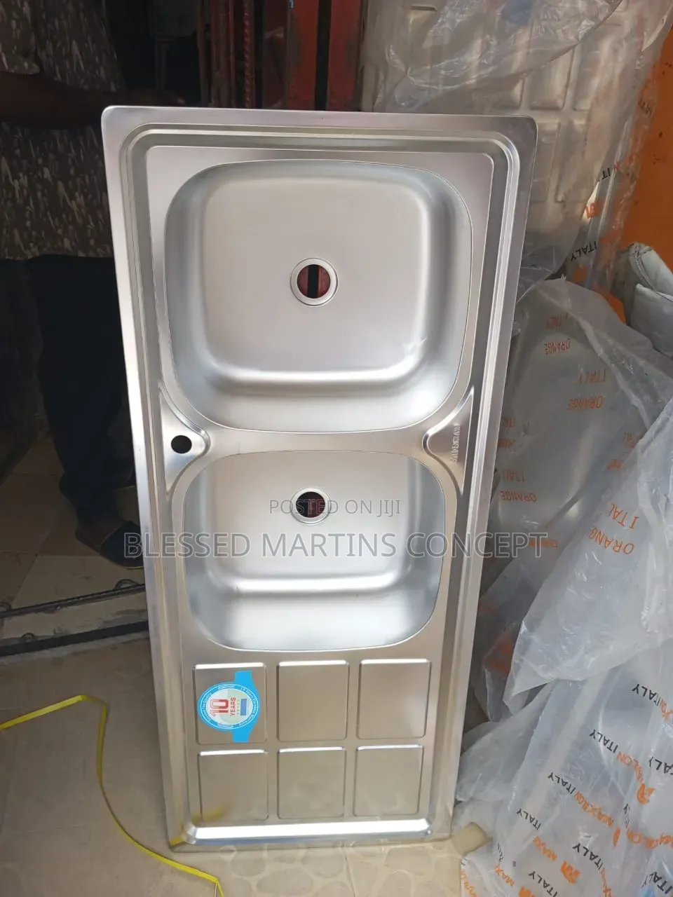 120x50cm Large Kitchen Stainless Sink With Double Bowl and Single Tray