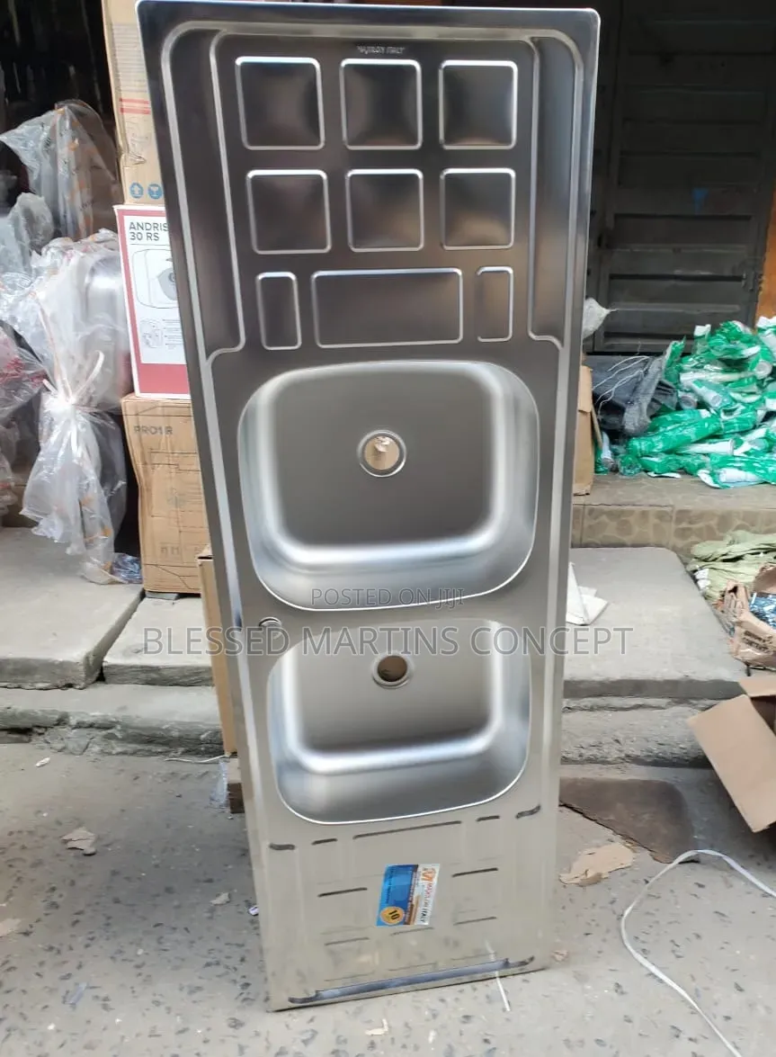 150x50cm Large Stainless Kitchen Sink With Double Bowl and Double Tray