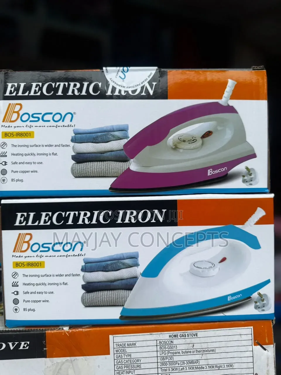 BOSCON 1000W Dry Electric Iron With Wide Soleplate & Fast Heat