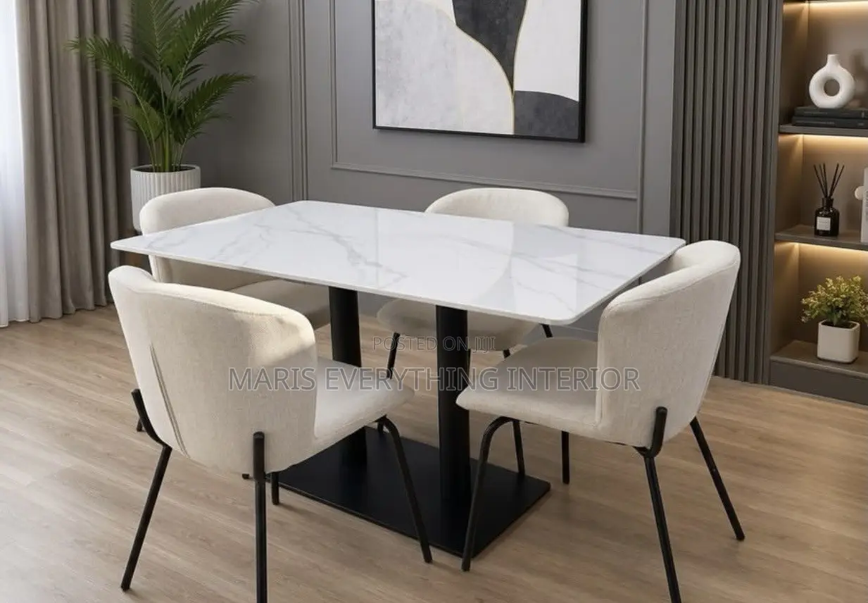 Luxury 4-Seater Marble Dining Set - FREE Delivery & Installation