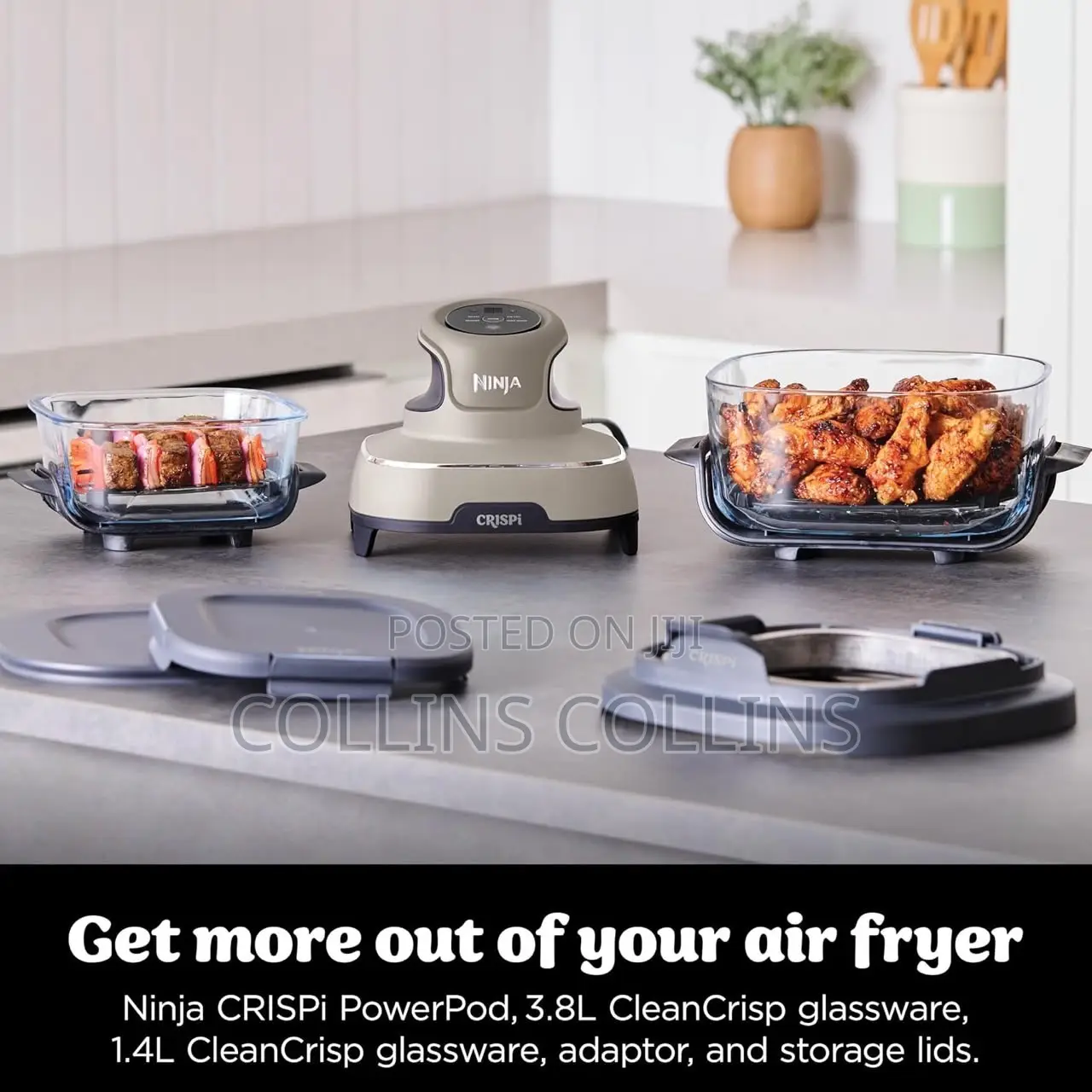 Ninja CRISPi 3.8L 4-in-1 Glass Air Fryer, Stone FN101UKST