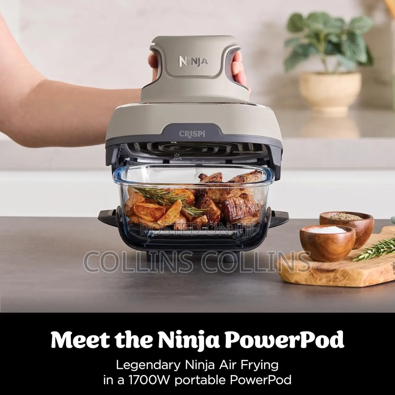 Ninja CRISPi 3.8L 4-in-1 Glass Air Fryer, Stone FN101UKST