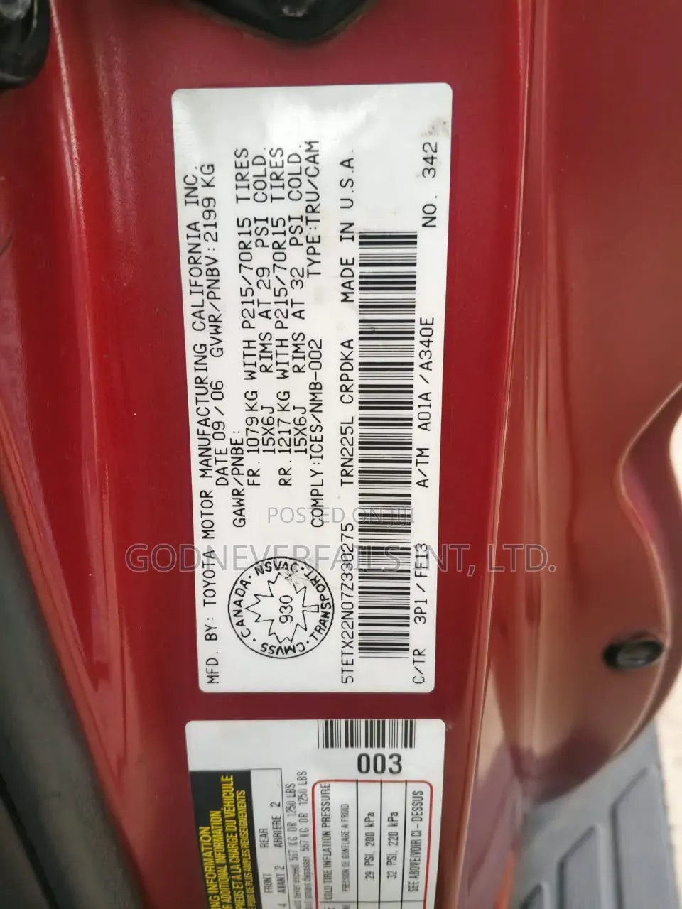 Toyota Tacoma 2007 Red