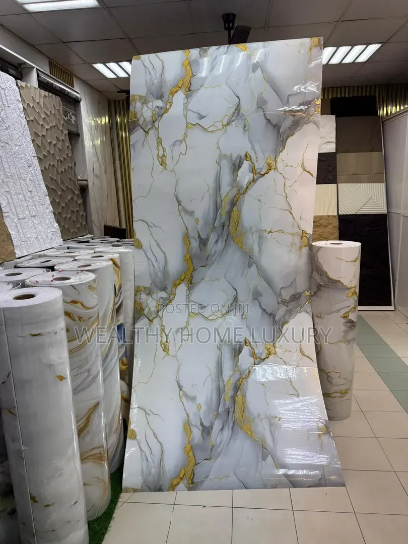 Luxury PVC Marble Sheet - Black and Gold Design