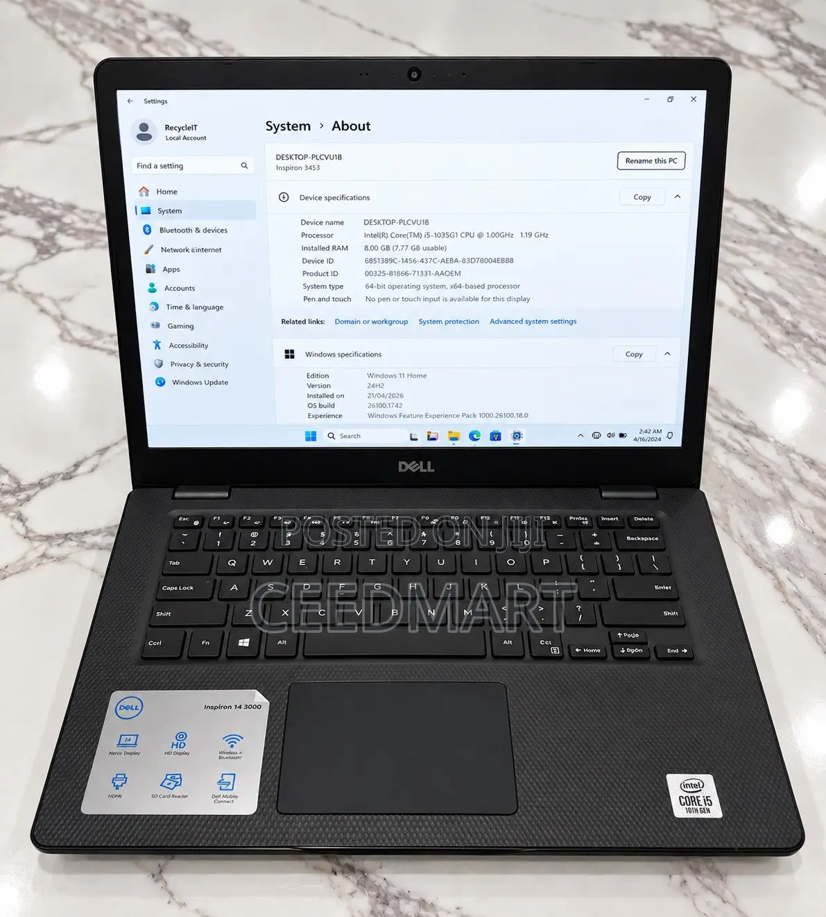 Laptop Dell Inspiron 14 3000 8GB Intel Core i5 SSD 512GB