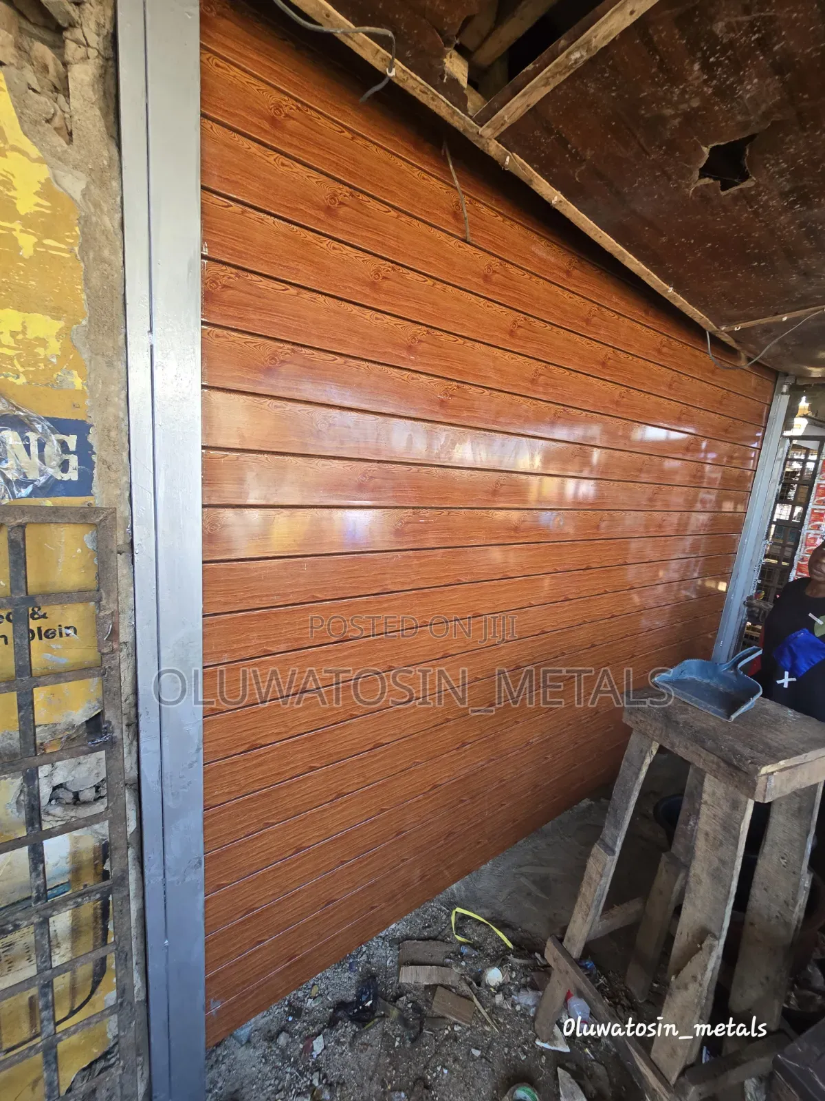 Automated Galvanized Roller Shutter Door – Premium Wood-Grain Finish