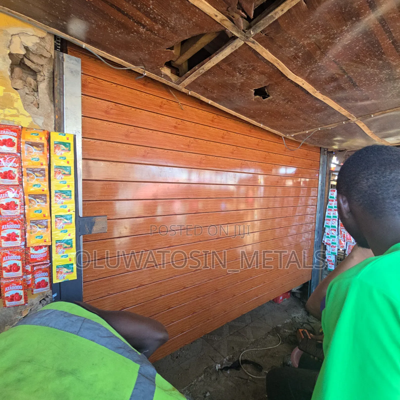 Automated Galvanized Roller Shutter Door – Premium Wood-Grain Finish