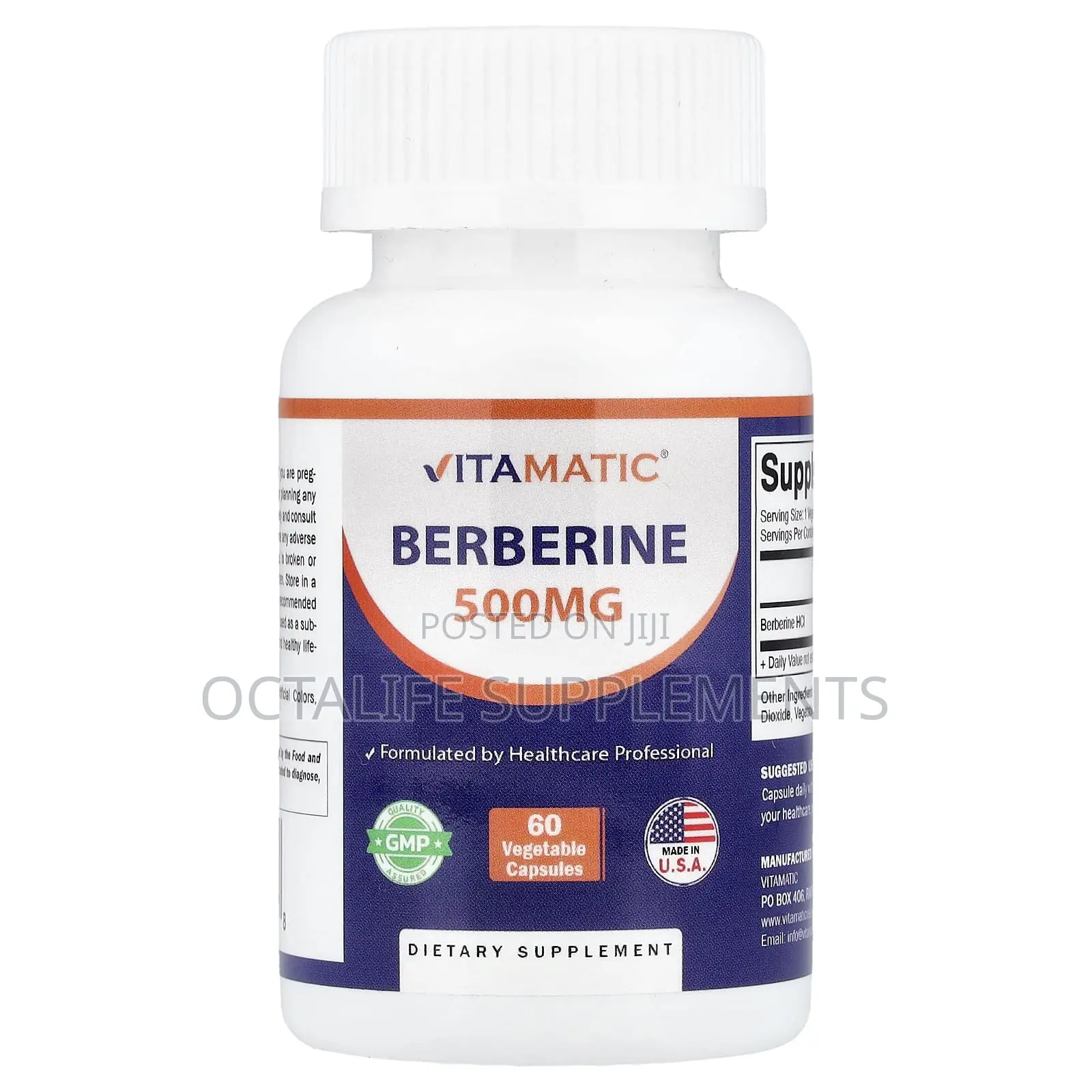 Vitamatic, Berberine, 500 Mg, 60 Vegetable Capsules