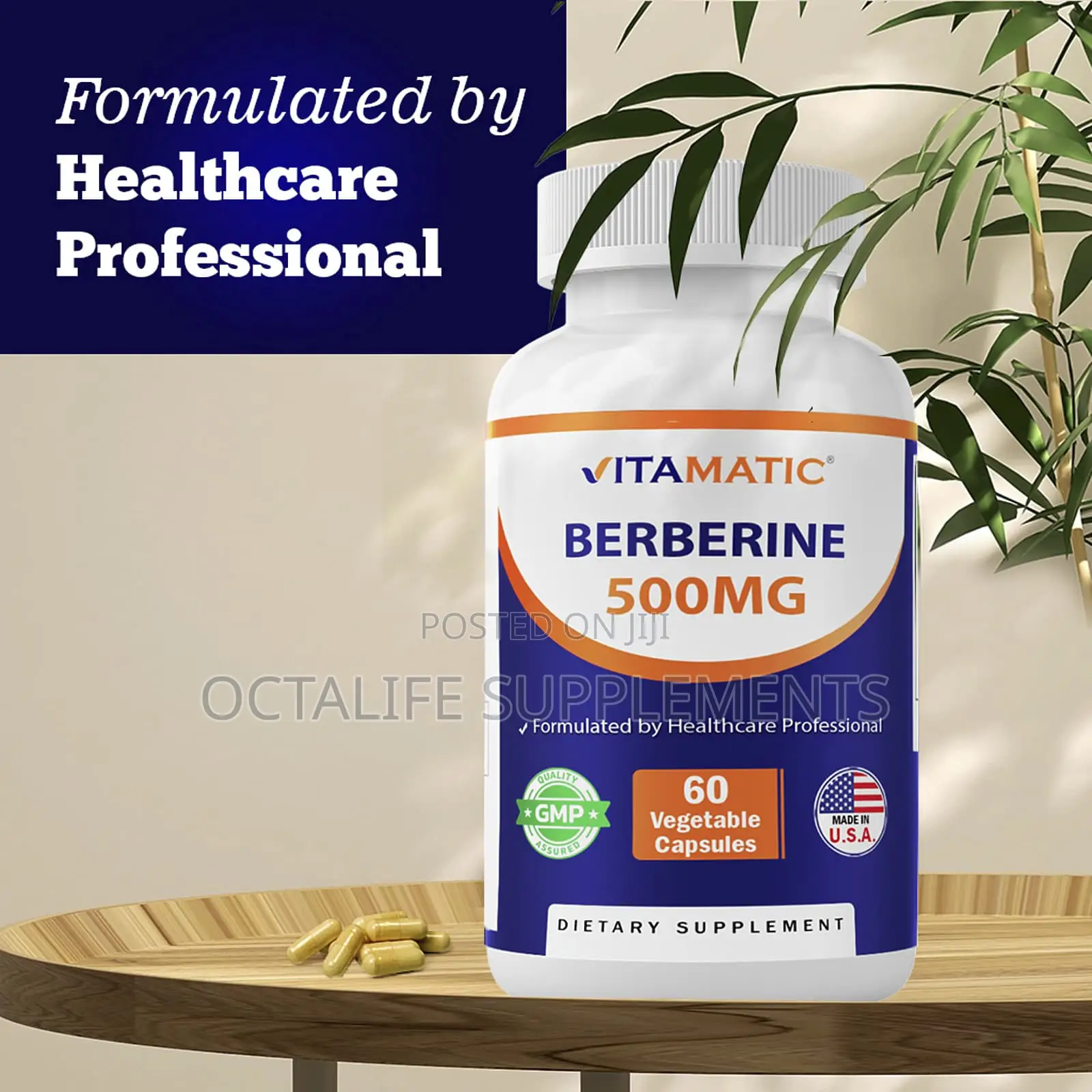 Vitamatic, Berberine, 500 Mg, 60 Vegetable Capsules