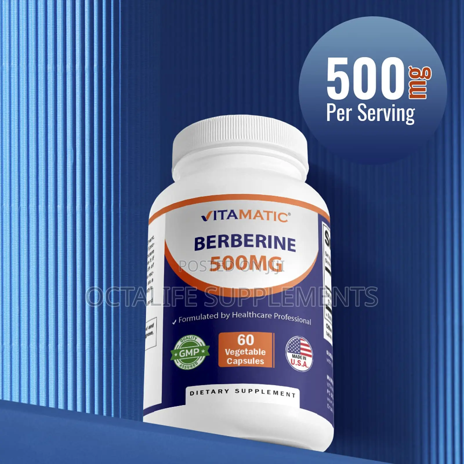 Vitamatic, Berberine, 500 Mg, 60 Vegetable Capsules