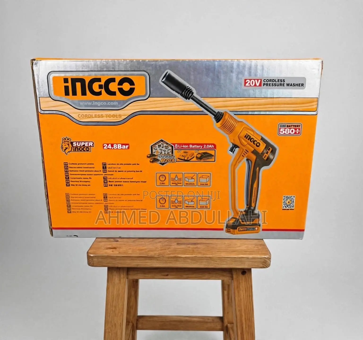 INGCO 20V Cordless Pressure Washer - 24.8Bar