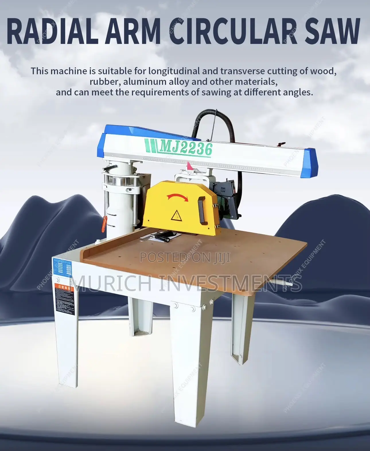 MJ2238 3KW Industrial Radial Arm Saw | 350mm Blade