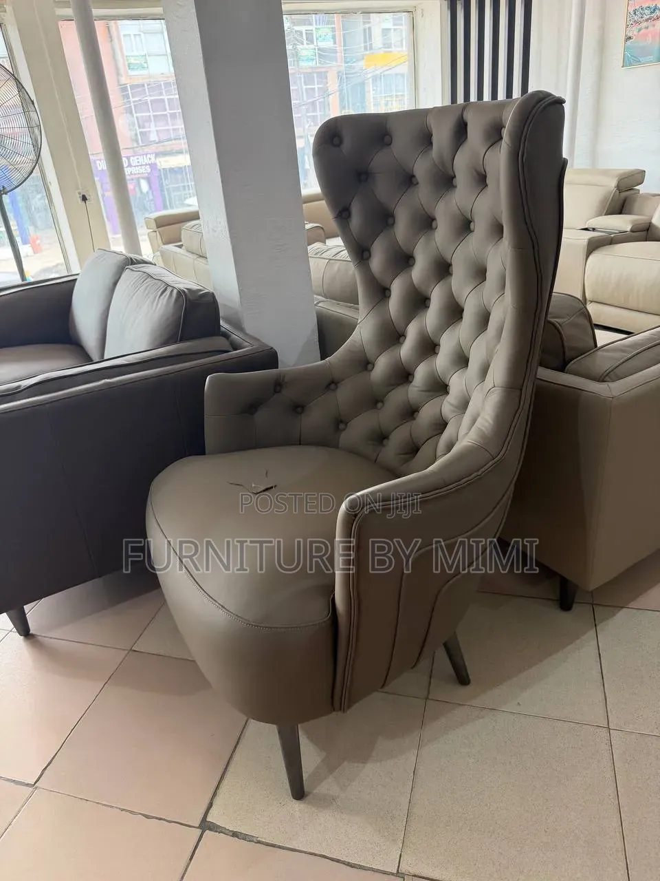 Luxury Italian Animal Skin Leather Wingback Accent Chairs .