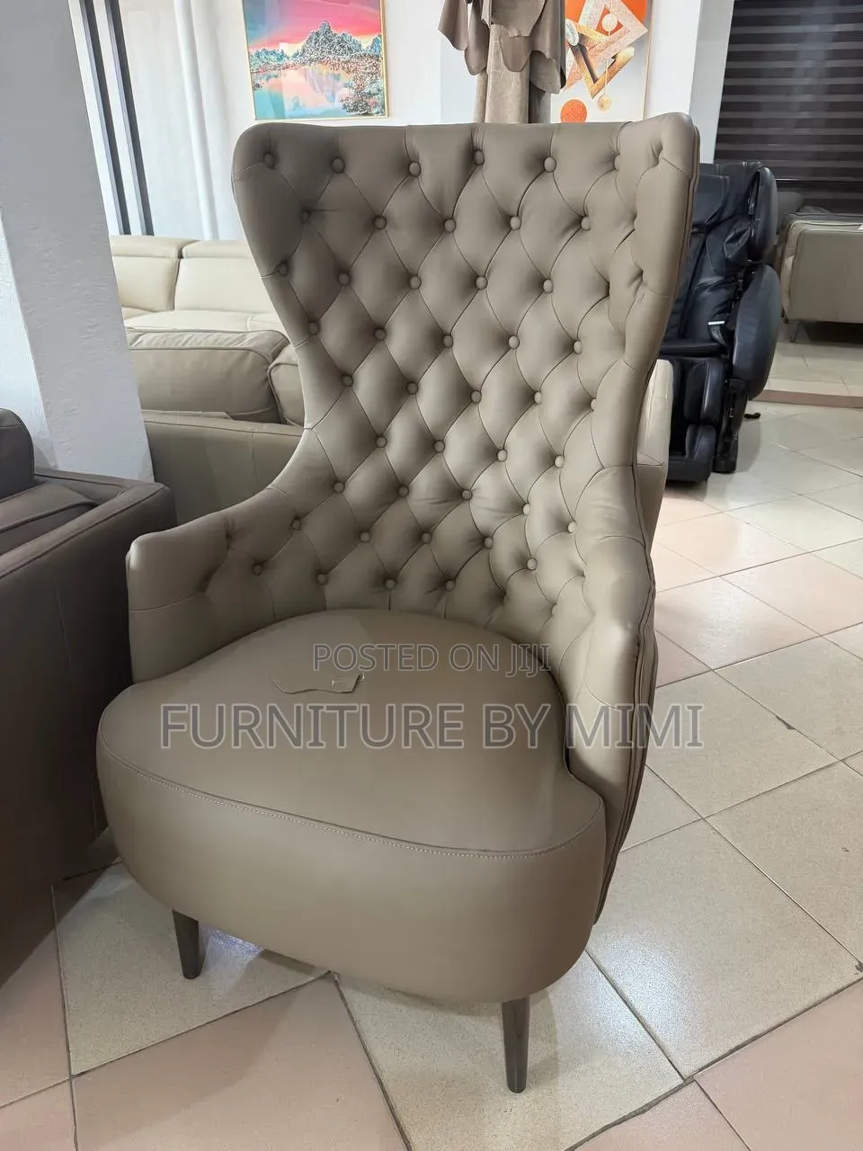Luxury Italian Animal Skin Leather Wingback Accent Chairs .