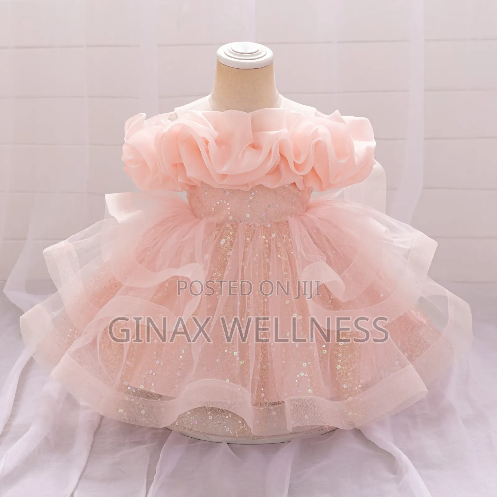 Baby Girls Luxury Dress With Sequin and Ruffle Designs (6-12months)