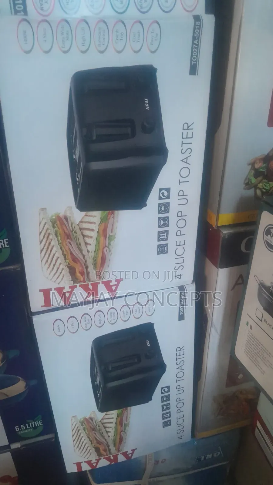 AKAI TO027A-5018 4 Slice 1400W Pop Up Toaster With Wide Slots
