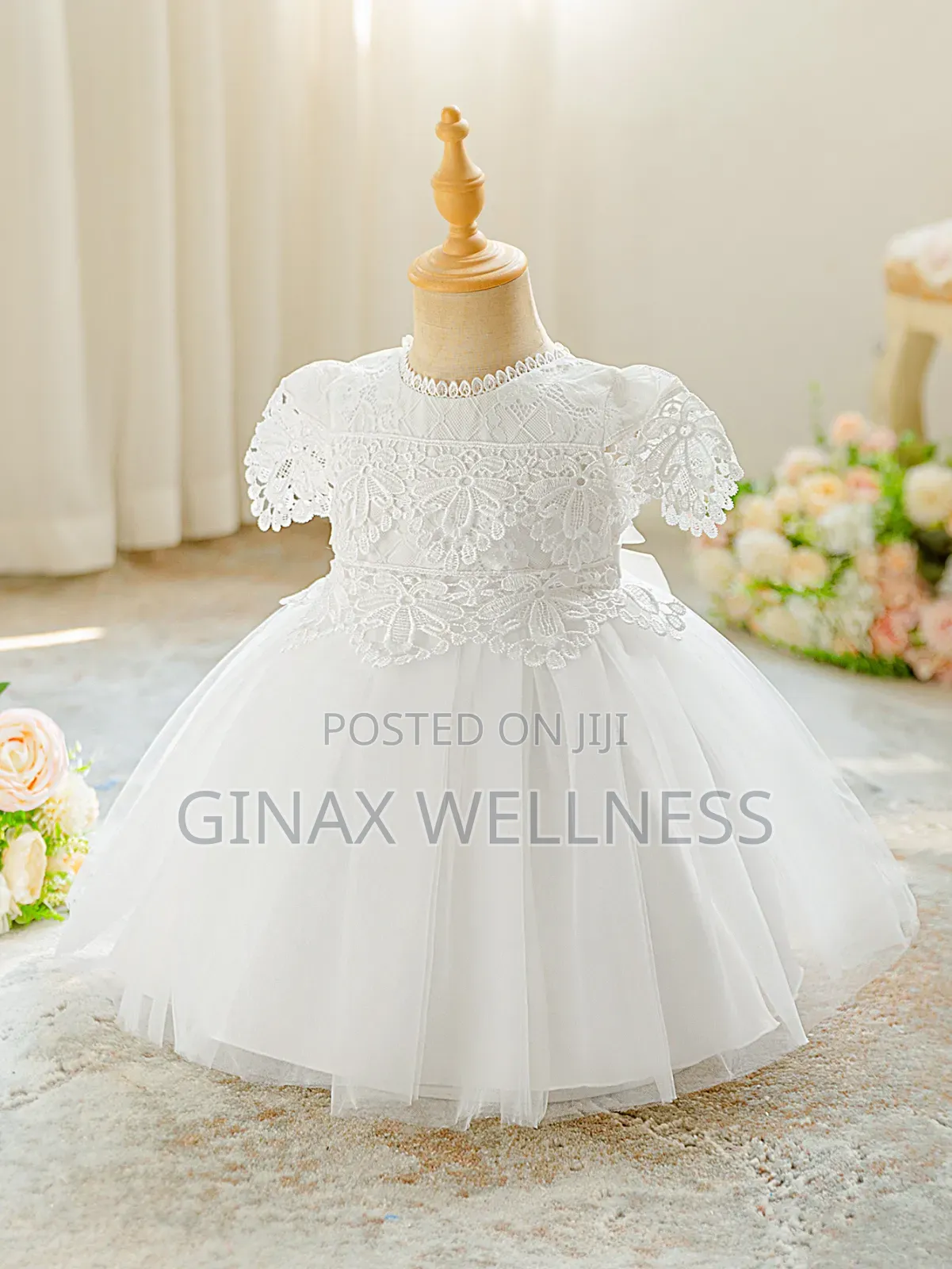 Baby Girls Elegant Lace Party Dress and Christening Gown (3-12 Months)