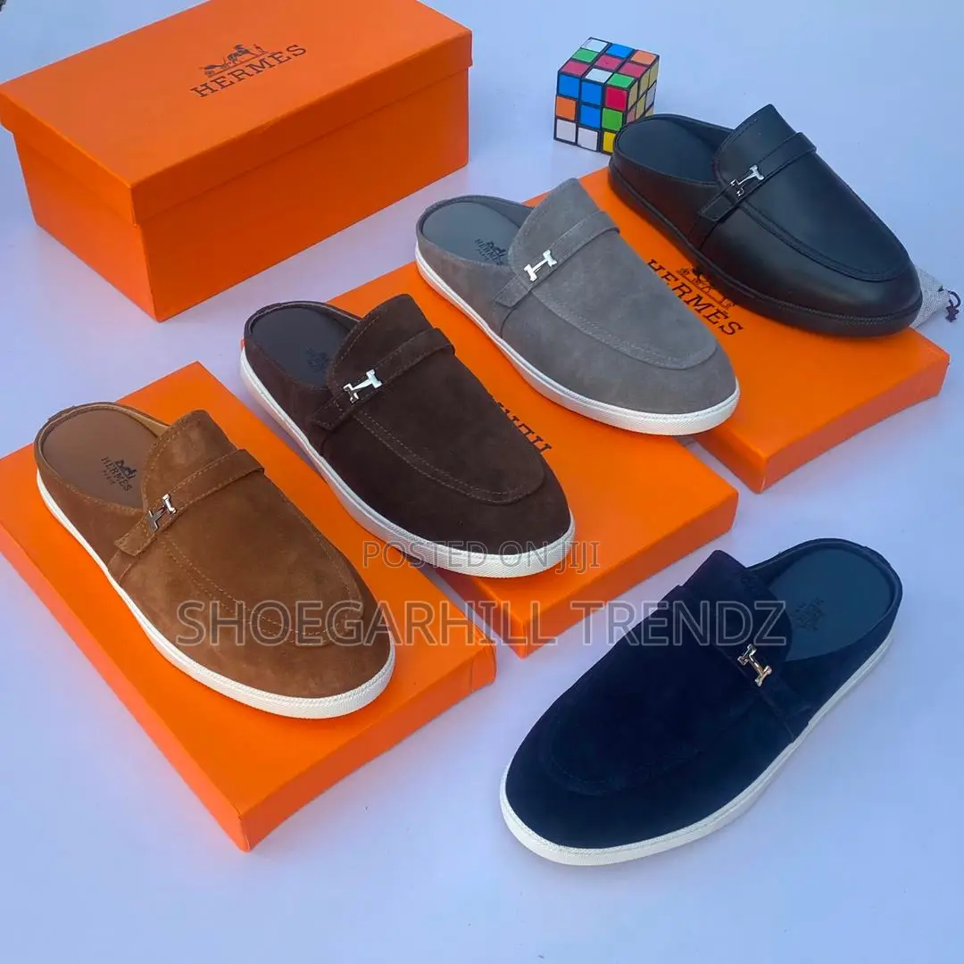 Hermes Men's Quality Suede Half Shoe Loafers With Buckle