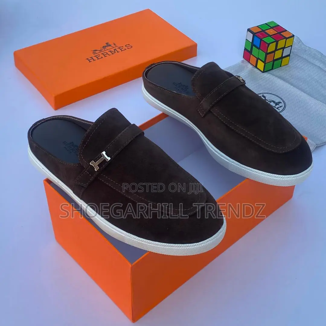 Hermes Men's Quality Suede Half Shoe Loafers With Buckle