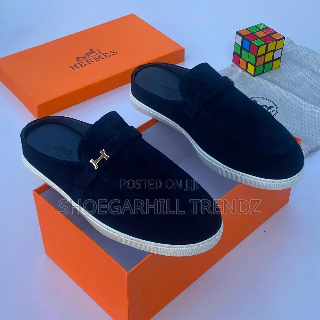 Hermes Men's Quality Suede Half Shoe Loafers With Buckle