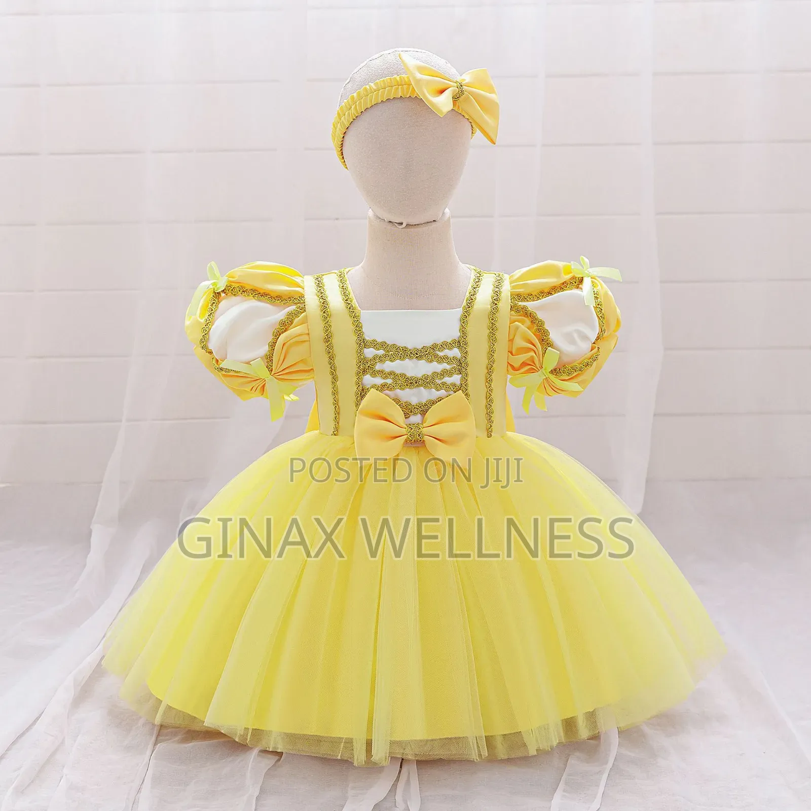 Baby Girls Dress With Bow, Decorative Detailing and Headband (3-12m)
