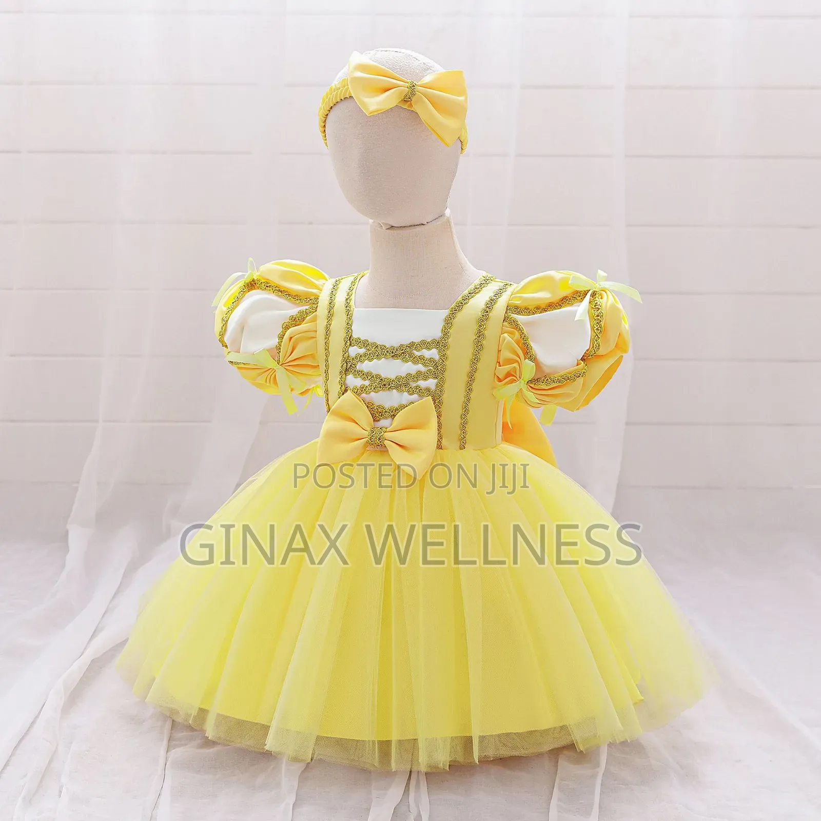 Baby Girls Dress With Bow, Decorative Detailing and Headband (3-12m)