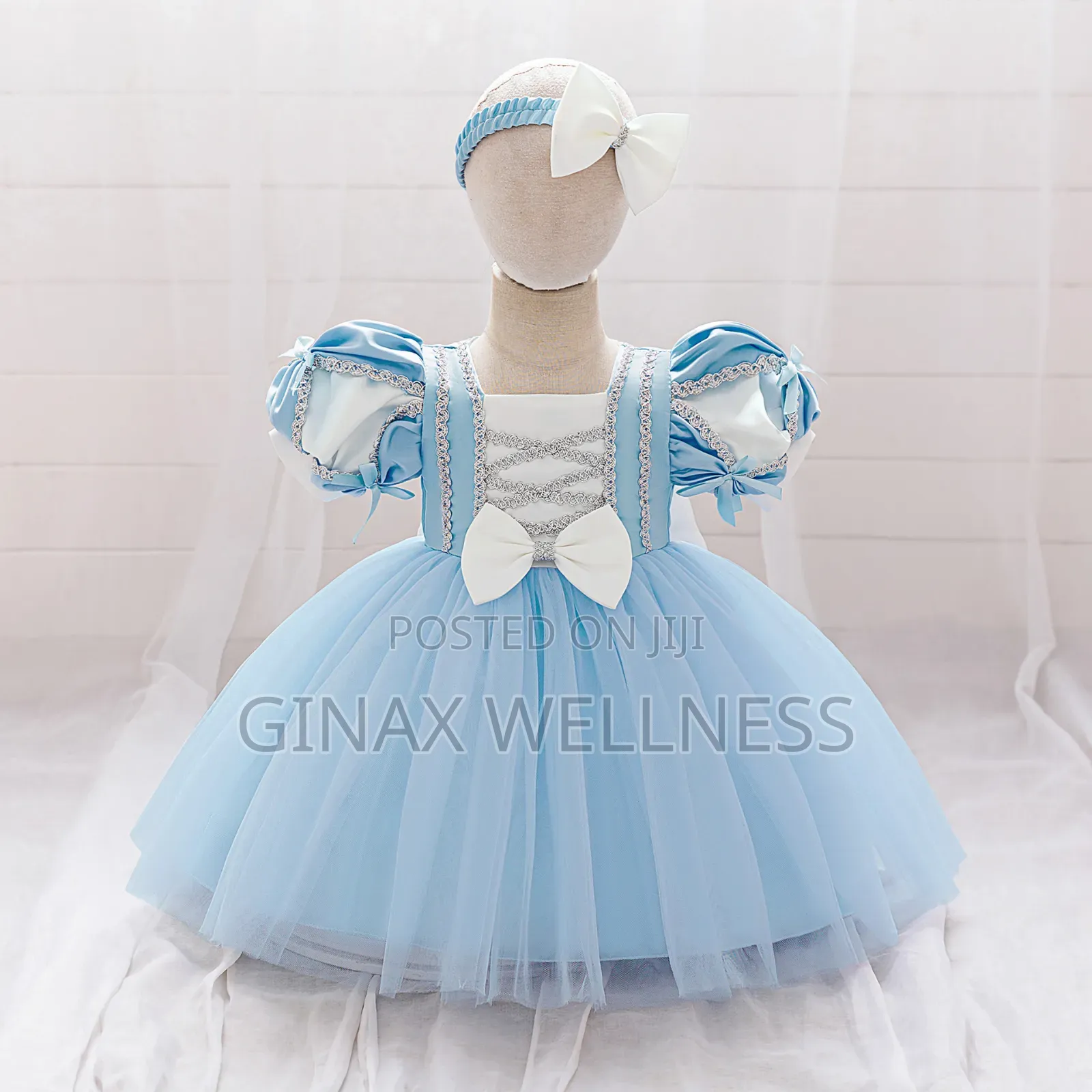 Baby Girls Dress With Bow, Decorative Detailing and Headband (3-12m)