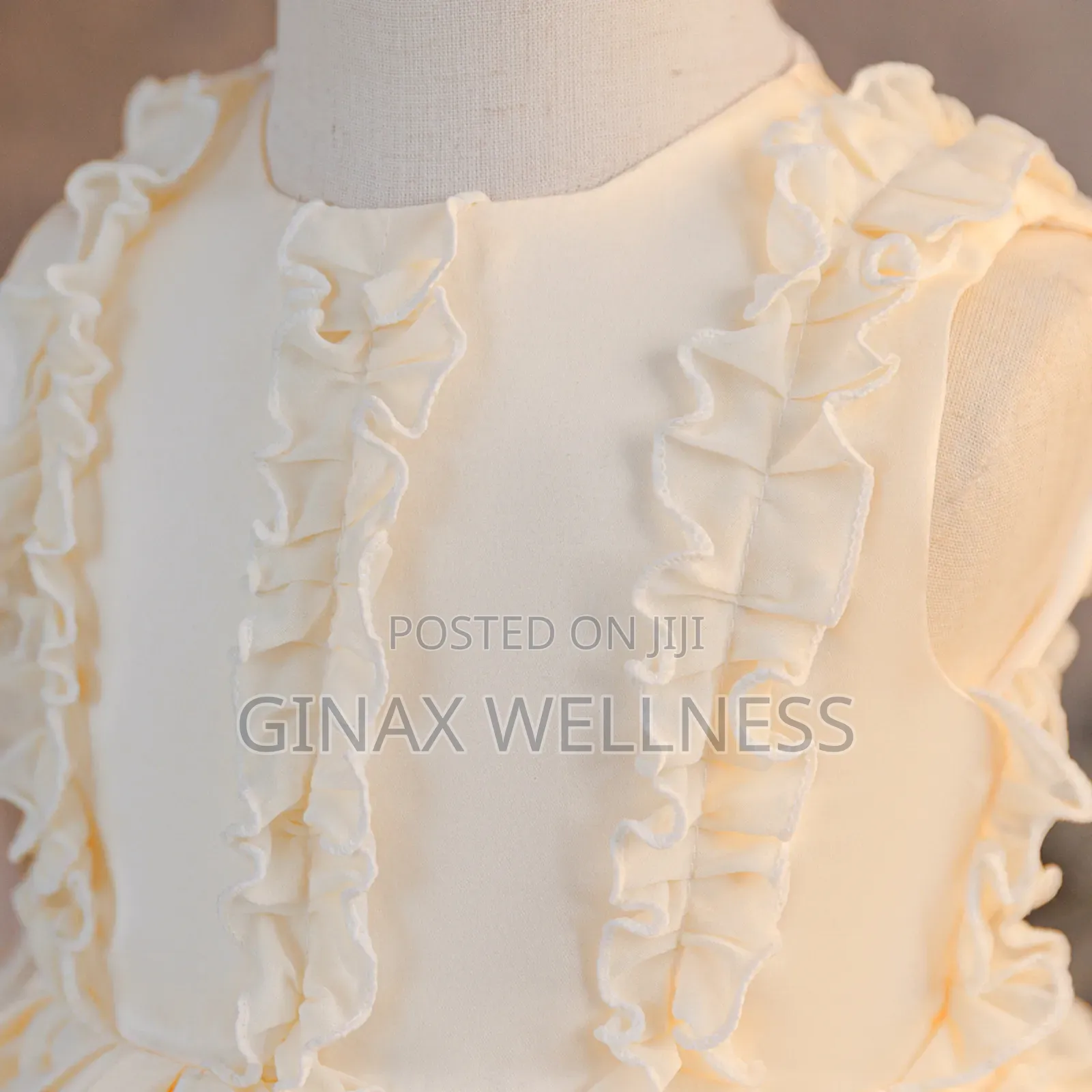 Baby Girls Cream Princess Dress With Ruffle Detailing (3-12 Months)