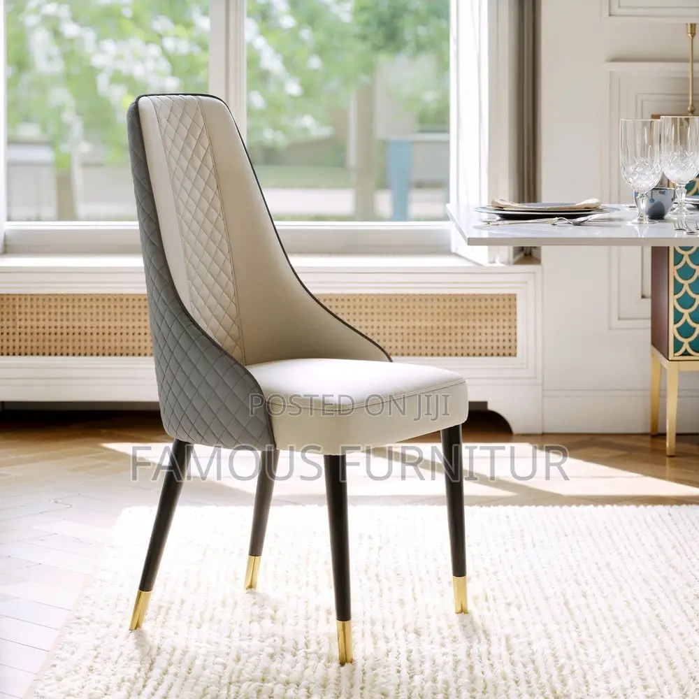 Modern Upholstered Dining Chair Featuring Diamond-Quilted Backrest