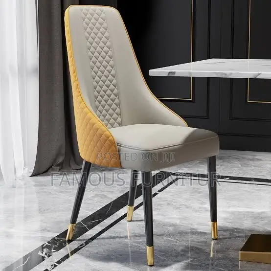 Modern Upholstered Dining Chair Featuring Diamond-Quilted Backrest