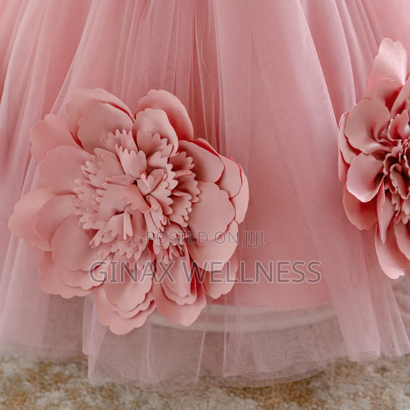 Baby Girls Pink Flower Princess Dress With Sequin and Floral (3-12m)