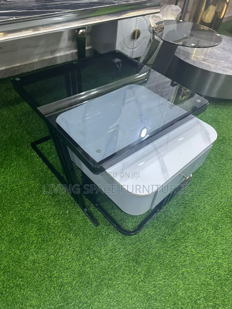Double Marble Top Coffee Table Set