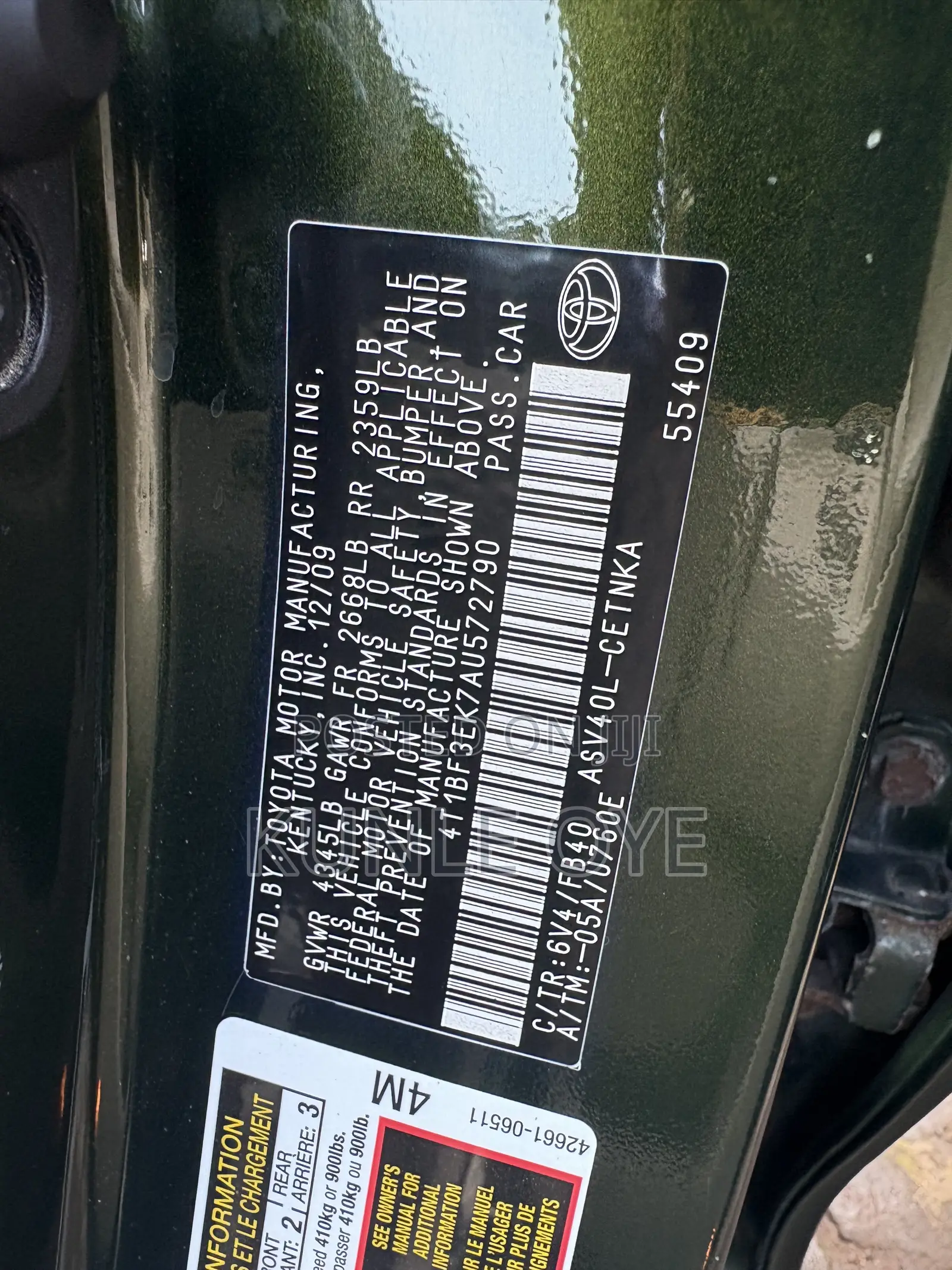 Toyota Camry LE 4dr Sedan (2.5L 4cyl 6AM) 2010 Green