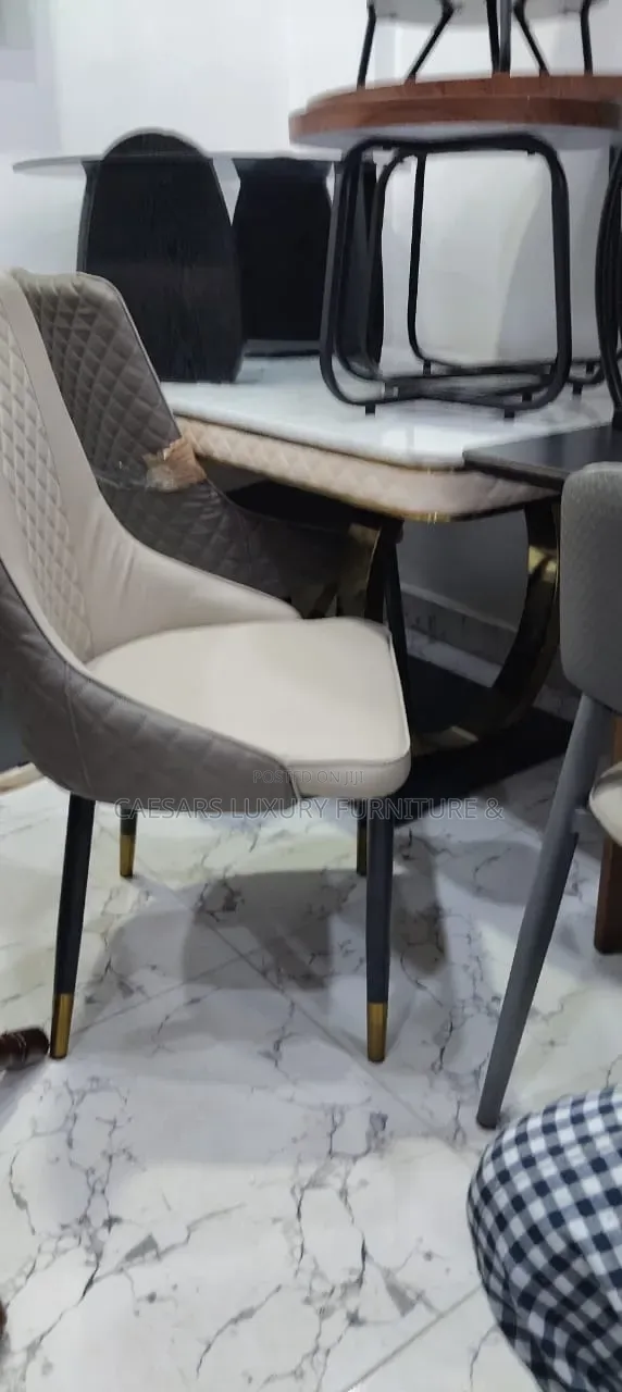 Modern High-Back Dining Chair With Gold Tips